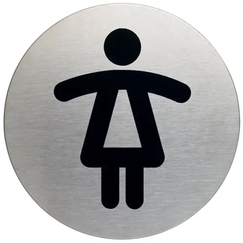 Pictogram 'Heren WC', diameter: 83 mm, zilver - Duurzaam