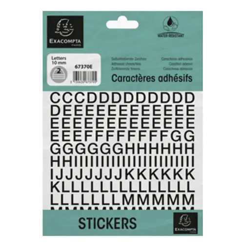 Zelfklevende letters A-Z - 60 mm - Zwart - Exacompta 