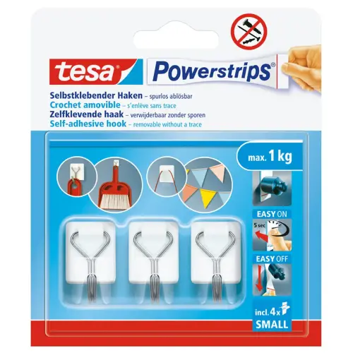 Kleine bedrade haak Powerstrips, wit - Tesa 