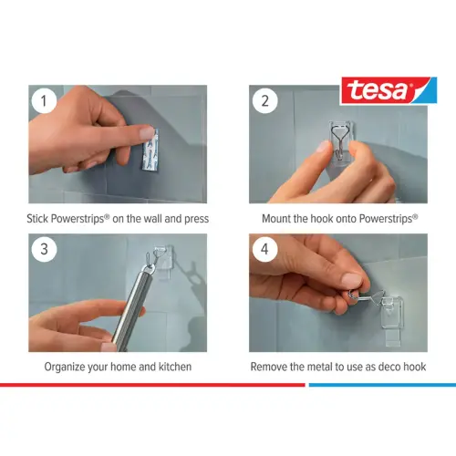 Kleine doorzichtige kabelaansluitstrip met haak - Tesa 