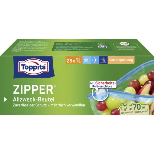 Multi-gebruik zakje met ritssluiting, 8 x 3 liter - Toppits
