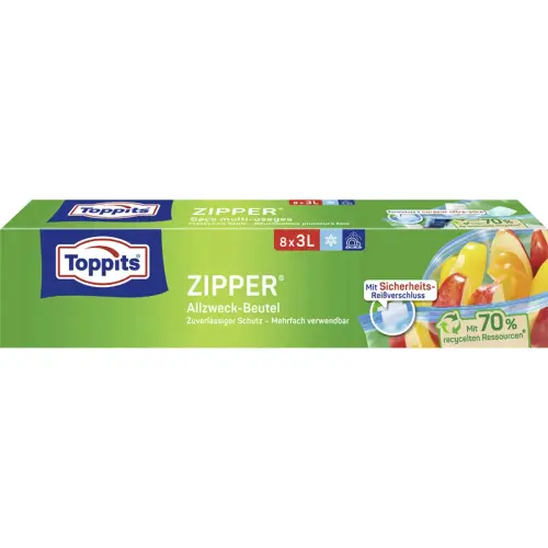Multi-inzetbare zak met ritssluiting, 12 x 6 liter - Toppits