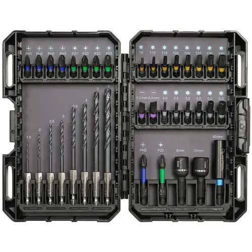 Set bitjes en boren, doos met 37 stuks - Quantool 