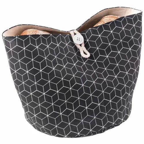 Opvouwbare broodmand, katoen, zwart/beige - Metaltex