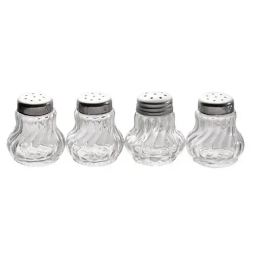 4 Mini-zout- en peperstrooiers, glas/roestvrij staal - APS 