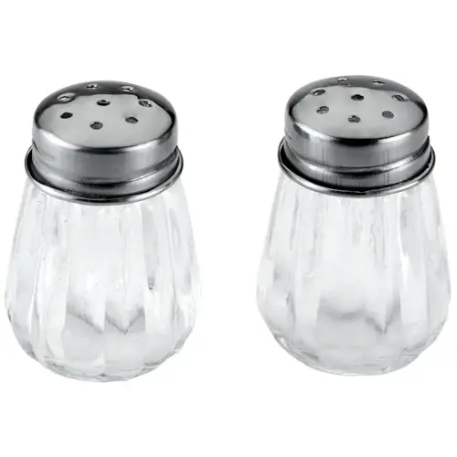 2 Zout- en peperstrooiers, glas/roestvrij staal - Metaltex