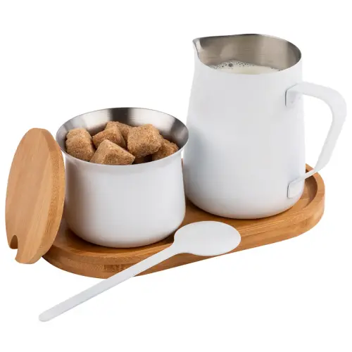 Kit melk/suiker MILURO, wit roestvrij staal, 5-delig - APS