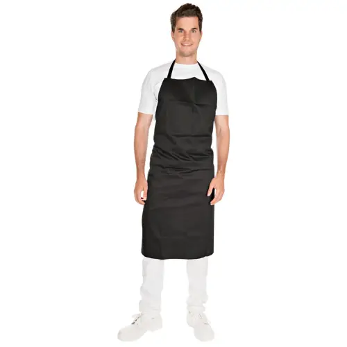Schort met bretels, polycotton, zwart - Hygostar