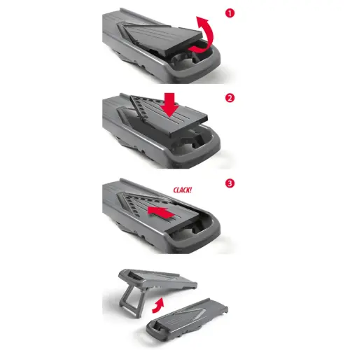 Universele mandoline Slice-V, 5 inzetstukken, grijs - Metaltex