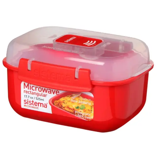 Rechthoekige magnetrondoos, 525 ml, rood - Sistema