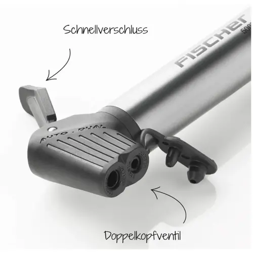 FISCHER Mini luchtpomp voor fiets ALU, doos met plakstrips