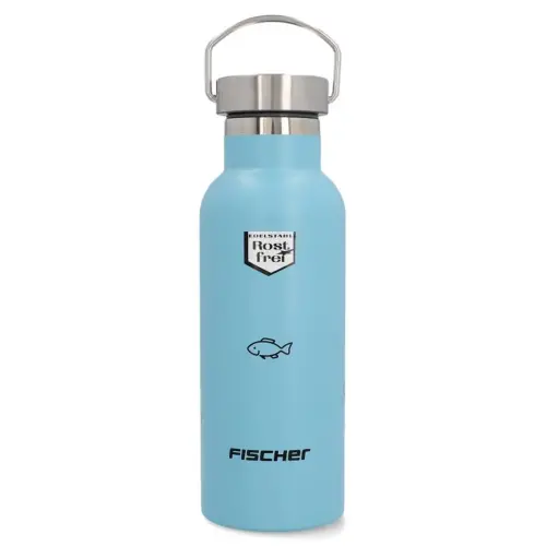 FISCHER Drinkfles voor jongen-cyclist, roestvrij staal, blauw