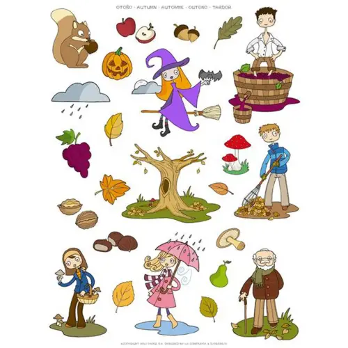 Themagekleurstickers Herfst 3 bladeren - Apli