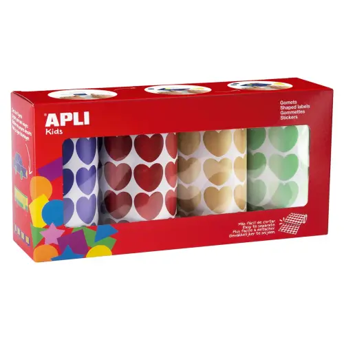 Rolletjes met metalen hartvormige stickers - 5640 stickers - Apli