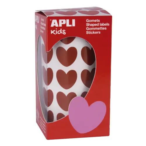 Rol stickers hartjes 18 mm rood - Apli