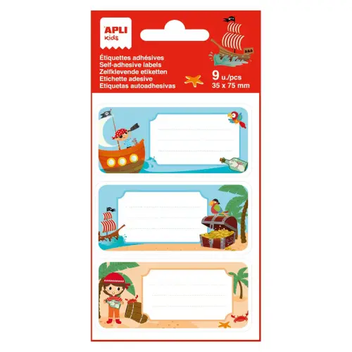 Schoollabels piraten 9 stuks - Apli