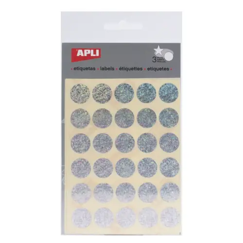Ronde stickers Ø 20 mm zilver holografisch 3 vellen - Apli