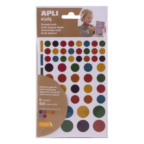 Natuurkraft gommetjes in assorti kleuren, 6 vellen - Apli