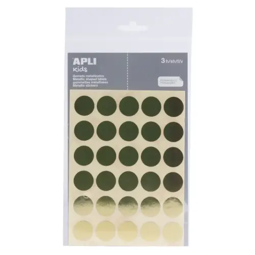 Ronde gommettes Ø 20 mm goud metallic 3 vellen - Apli