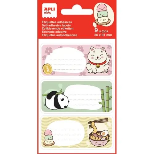 Kawaii schoollabels - 3 motieven - 9 stuks - Apli