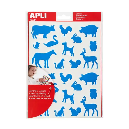 Boerderijdieren gommettes in assorti kleuren 10 vellen - Apli