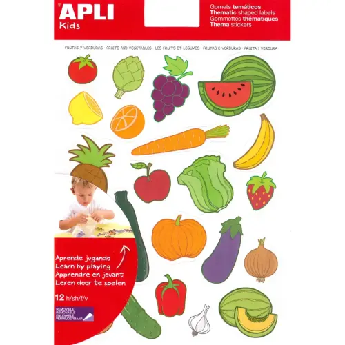 Themagommettes Fruit en groenten 12 vellen - Apli