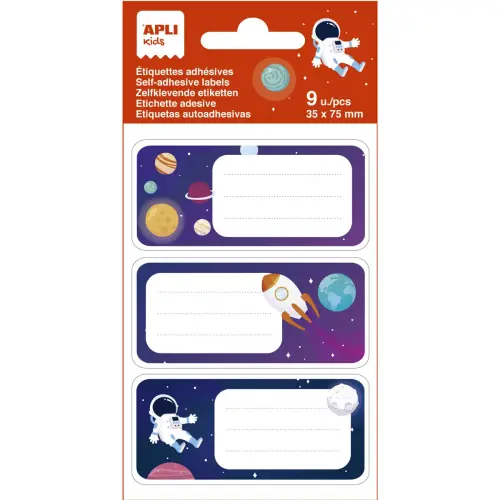 Schoollabels planeten - 3 ontwerpen - 9 stuks - Apli