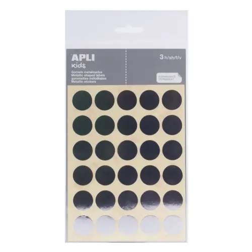 Ronde gommetjes &Oslash; 20 mm metallic zilver 3 vellen - Apli 
