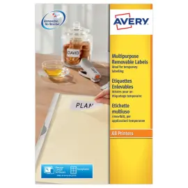 25  Vellen verwijderbare laseretiketten AVERY 99,1 x139 mm - 100 etik/doos 