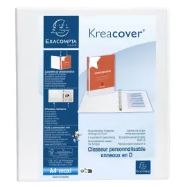 Ordner 3 kanten personaliseerbaar KREACOVER in PVC - wit 