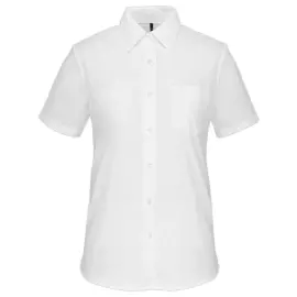 Dames polycotton poplin overhemd - Korte mouwen - Maat 6XL - Wit 