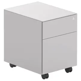 Ladenkast met wieltjes in metaal met 2 laden - aluminium 