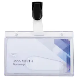 25  badgehouders + kaart -  in generfd PS met plastic clip 
