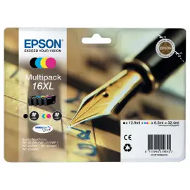 4  Inkjetcartridge EPSON T1636 Zwart, cyaan, magenta en geel 