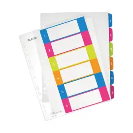 Genummerde plastic A4 tabbladen LEITZ Wow - 6 tabs 