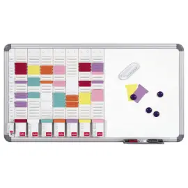 Jaarplanner met T-fiches - 8 kolommen - 24 sleuven - Office T Board - NOBO 