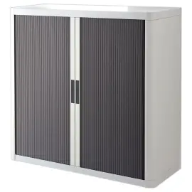 Lage roldeurkast Easyoffice Easyoffice wit en antraciet - 1 m - PAPERFLOW 