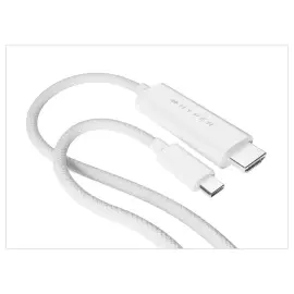 USB-C naar HDMI 4K kabel in wit gevlochten nylon, 2,5 m - HYPERTEC 