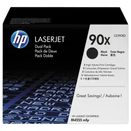 2  HP 90X CE390XD pack van 2 zwarte toners Grote capaciteit 