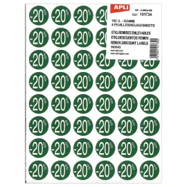 4 vellen van 48 etiketten hernomen -20% groen 