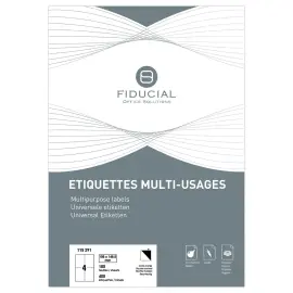 100  Vellen van 4 witte etiketten - Rechte hoeken - 105x70 mm - FIDUCIAL OFFICE SOLUTIONS 