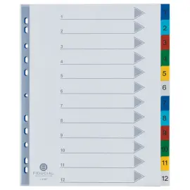 Set genummerde tabbladhoezen in polypropyleen - 12 tabbladen - FIDUCIAL 