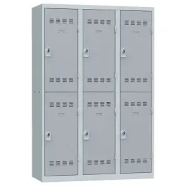 Garderobe met meerdere vakken - 3 kolommen van 2 vakken  - Grijs - VINCO INDUSTRIES 