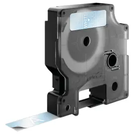 Ruban voor DYMO D1 etiketteermachine 12mm transparant met witte opdruk 