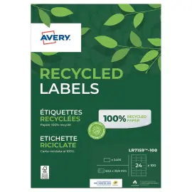 100  Laserlabelplanken AVERY 63,5x33,9 mm, oftewel 2400 etiketten/doos 