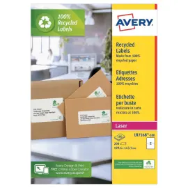 100  Laserlabels AVERY 199,6 x 143,5 mm, oftewel 200 labels/doos 