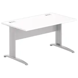Bureau Buenos Aires - Plateau blanc et pieds aluminium - 140x80 cm 