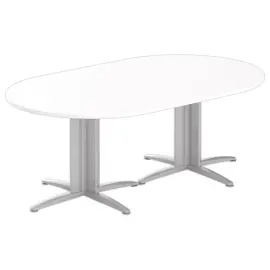 Ovale vergadertafel 200x120 wit/aluminium 