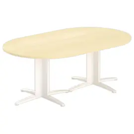Ovale vergadertafel 200x120 beuk/wit 