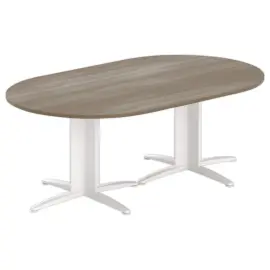 Ovale vergadertafel 200x120 noten/wit 